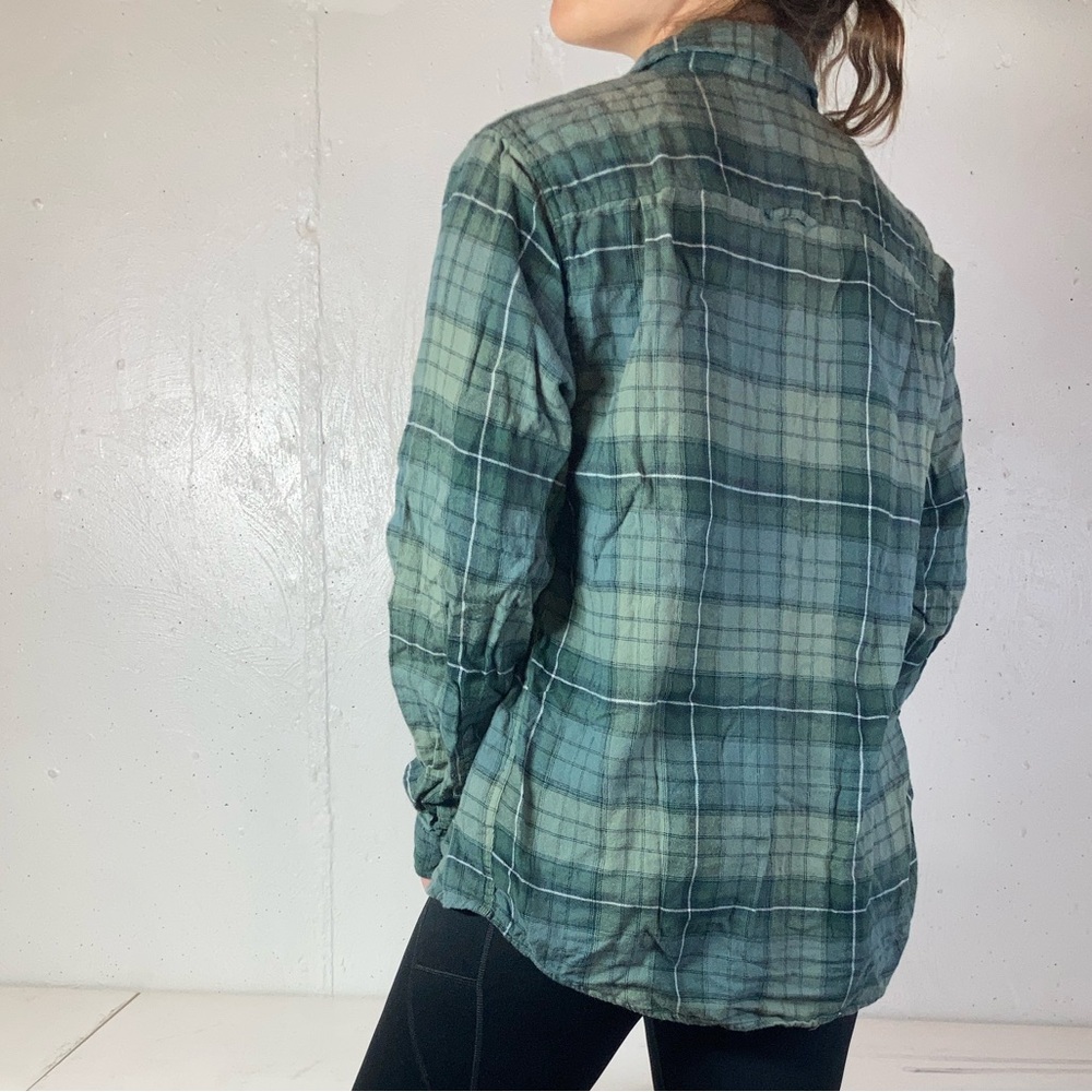 Green Plaid Hurley Button Down Flannel Long Sleeve Shirt - Picture 8 of 10